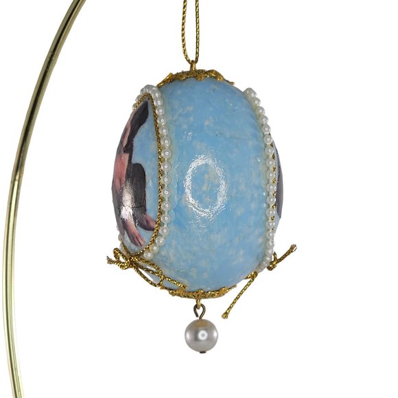 Vintage Handmade Boxer Puppy Dog Real Egg Christmas Ornament Blue - Picture 2 of 9